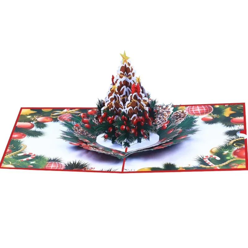 1 pcs 3D Christmas Pinecone Christmas Card Creative Activity Gift Festival Sending Friends Blessing Cards