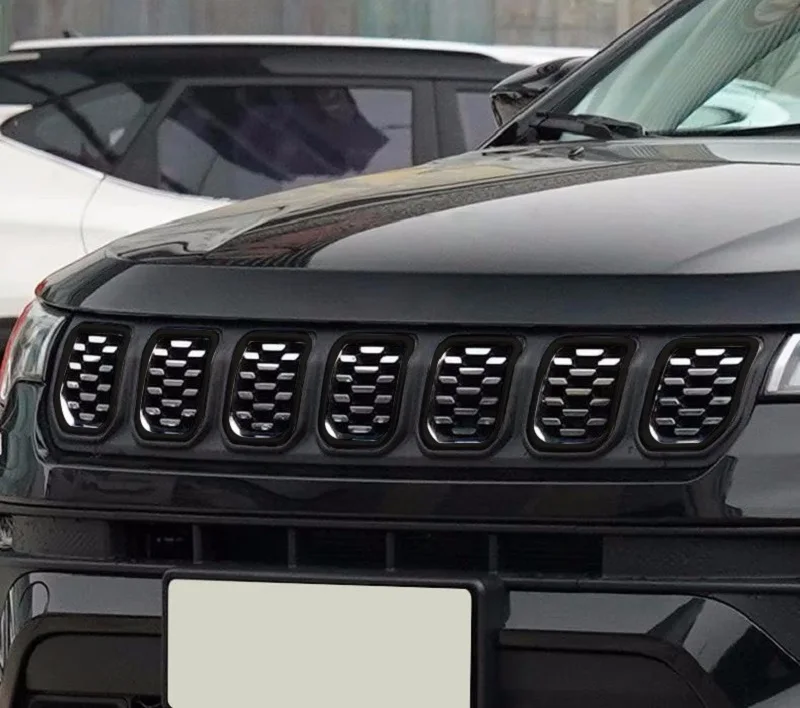 用カースタイリングジープコンパス2021 2022高輝度黒7個absフロント