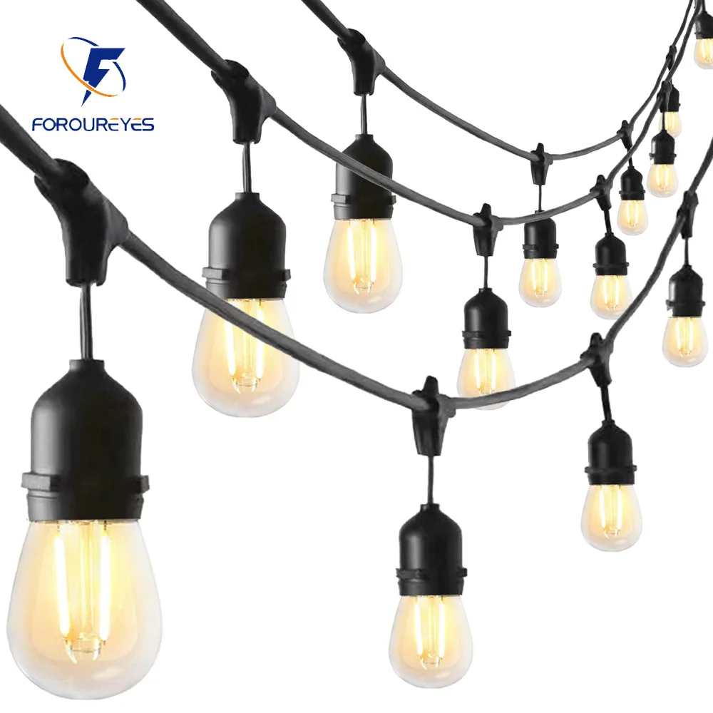 30m Outdoor LED Fairy Lights Warm White E27 S14 Retro filament Bulb Waterproof Christmas Garland