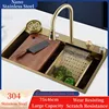 Gold 304 Stainless Steel kitchen Waterfall Sink,Vegetable Washing Basin,Large Single Slot,Middle And Lower Basin,Thickened 1