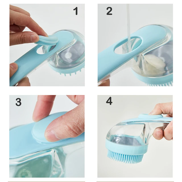 Long Handle Dog Cleaning Brush Soft Silicone Pet Bathing Brush Pet Grooming Comb for Cats Dogs Cat Massage Brush Pet Supplies 3