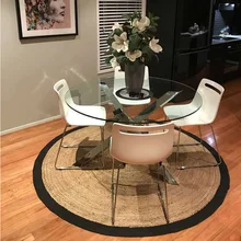 Tapis de sol en Jute 100% naturel, fait à la main, Style campagnard Vintage, Style bohème, pour salon 