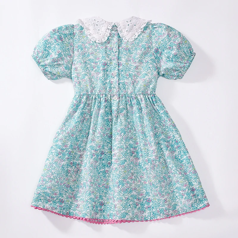 Baby Girls 2025 New Summer Kids Clothes Children's Clothing Embroidered Cartoon Rabbits Flowers Dresses 2-7 Years