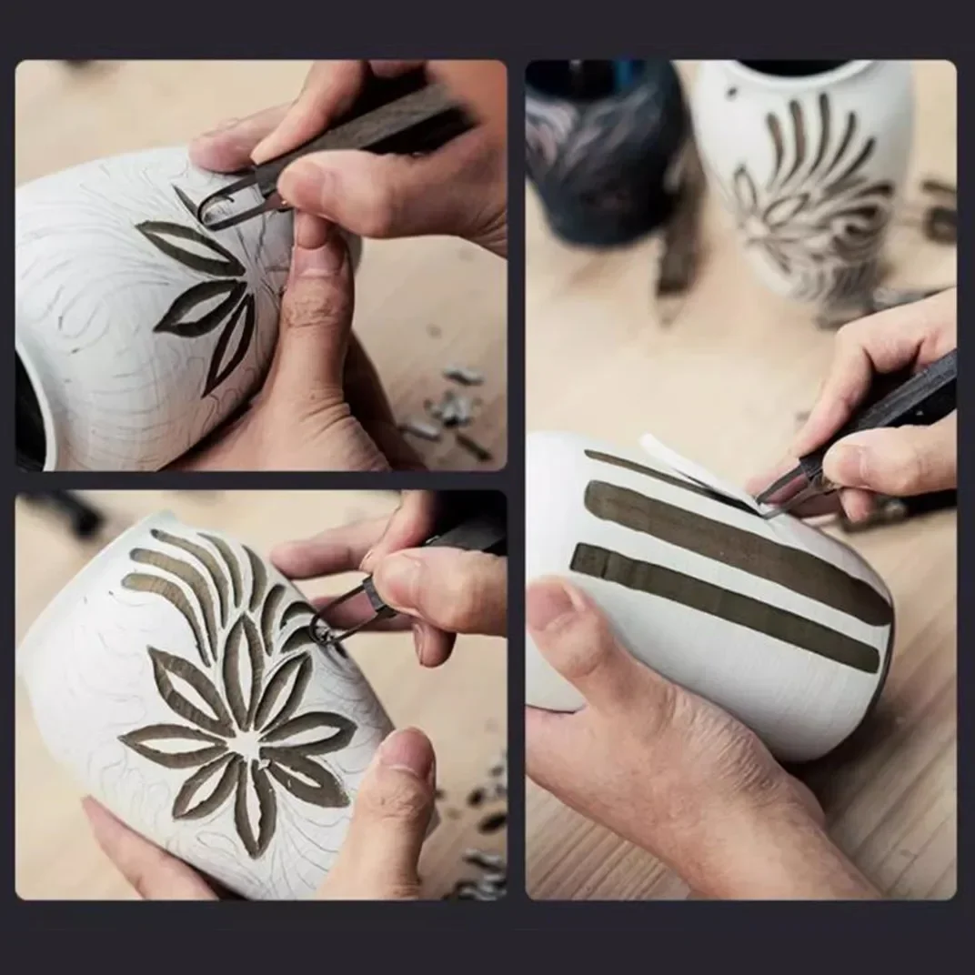 Pottery Tool Replaceable Blade Scraping Trimming Knife Ceramic Engraving Texture Sculpture Diy Clay Modeling Craft Supplie Tools