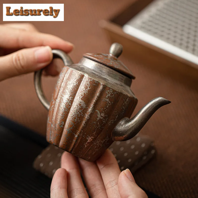 Antique Gilded Silver Ceramic Teapot Japanese Tea Infuser Pot Household Tea Soaking Kettle With Strainer Teaware Supplies Craft