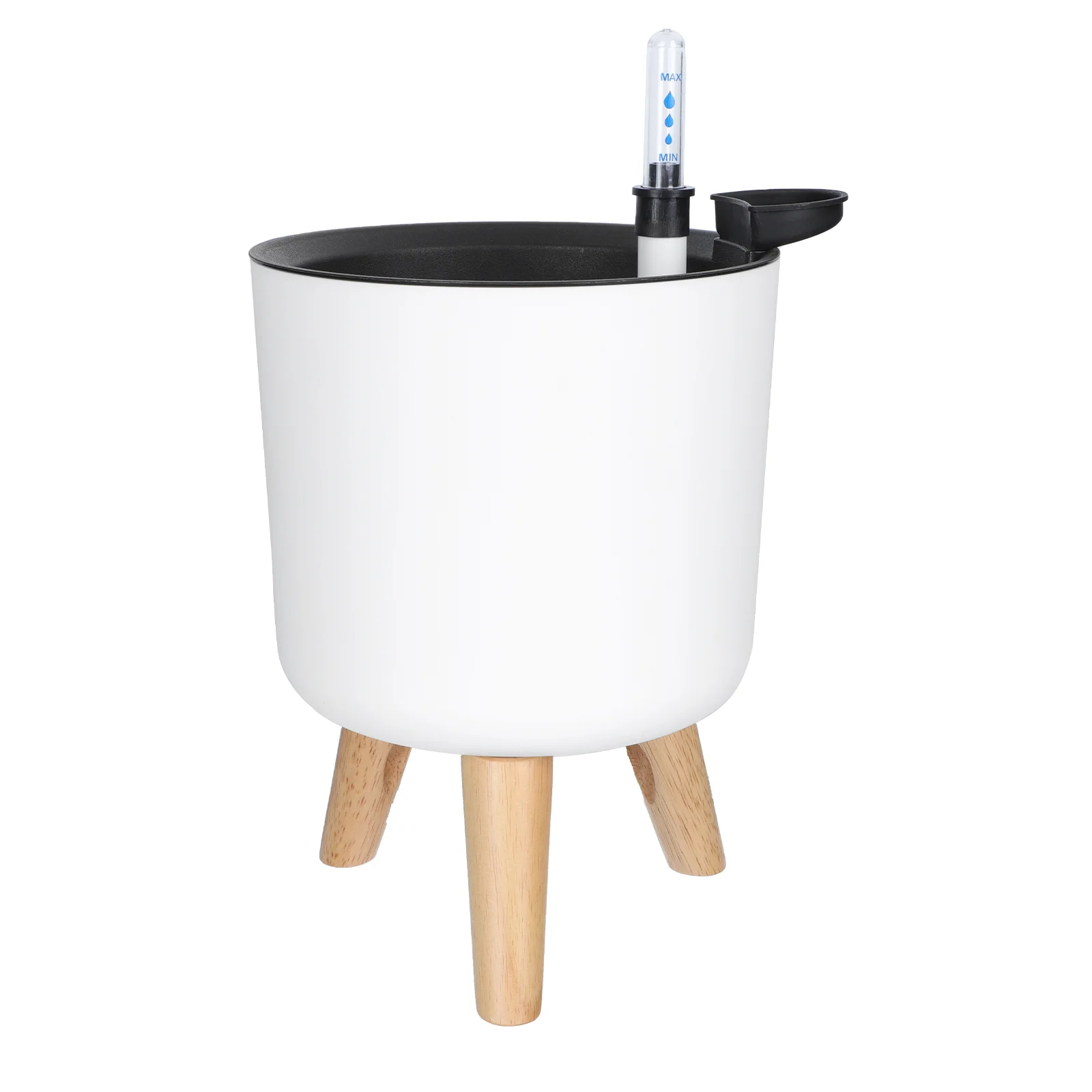 

Floor Planter Large Flower Pot Automatic Watering Flowerpot Modern with Wood Feet Outdoor