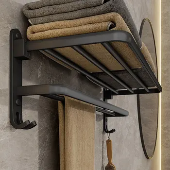 Black Fold Wall Towel Holder 1