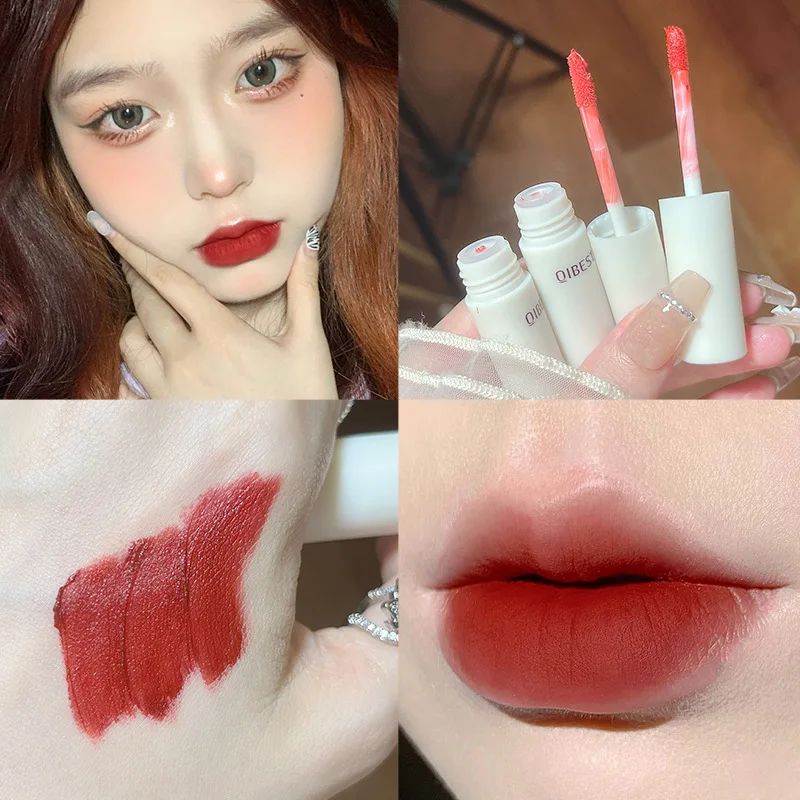 Trendy Lip Gloss Nude Matte Chocolate Lipstick Waterproof Long Lasting Women Red Lip Tint Velvet Lip Glaze Cosmetics lip makeup lip glaze lip tint lip gloss