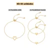 Ensemble de bracelets solitaires en forme de cœur pour femmes, mère et fille, en acier inoxydable plaqué or 14K, cadeaux de bijoux d'amitié, 1 à 3 pièces