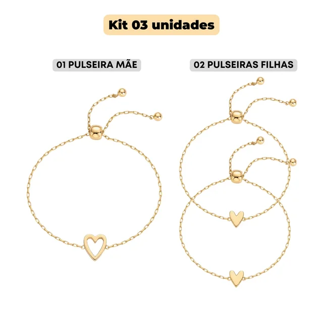 Ensemble de bracelets solitaires en forme de cœur pour femmes, mère et fille, en acier inoxydable plaqué or 14K, cadeaux de bijoux d'amitié, 1 à 3 pièces
