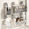 Bathroom Shelf Wall Mounted Non Perforated Suction Cup Storage Basket With Glacier Pattern For Home Storage Products 3