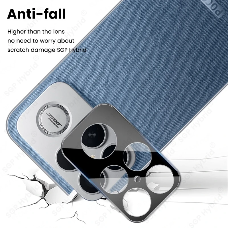 Black 3D Curved Tempered Glass Camera Lens Protector Case, 3-Pack