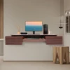 Floating Desk with Pull Out Drawer, Wall Mounted Laptop Computer Write Study Table Multifunctional Workstation Office Organizer 6