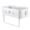 Nordic Bathroom Shelf Shower Caddy Organizer Rack Wall Mount Shampoo Rack With Towel Bar No Drilling Kitchen Bathroom Accessory 5