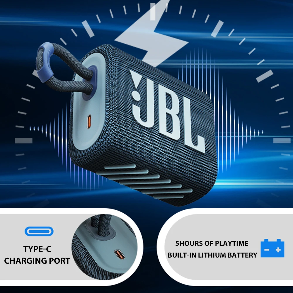 FOR JBL GO3 Bluetooth Speaker Portable Waterproof Mini Speaker For JBL GO3 Outdoor Speakers Sport Bass Sound 5 Hours Battery