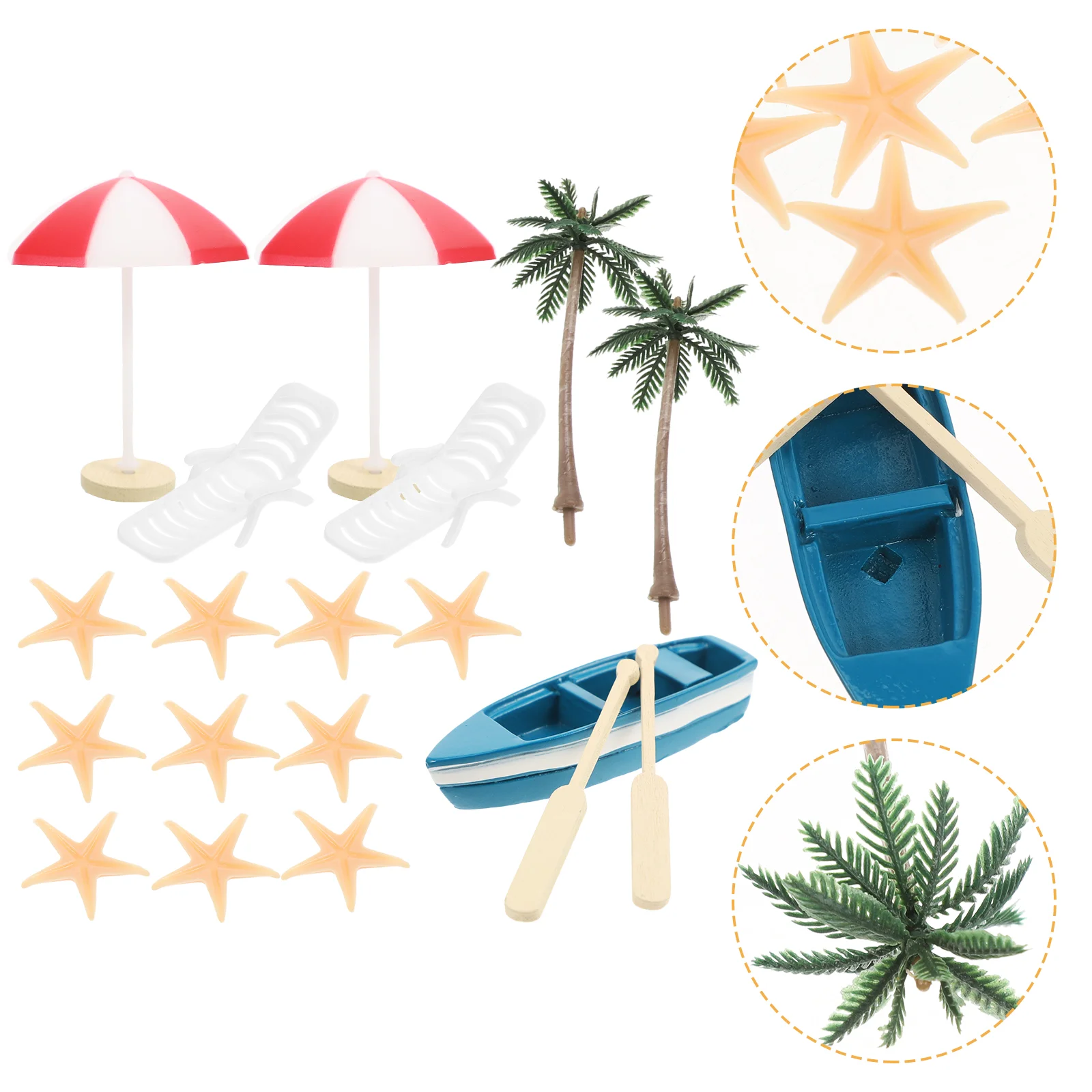 

17 Pcs Decor Beach Mini Decoration Boat Accessories Decorate Miniature Toys Palm Tree Tiny Umbrella Crafts Seaside
