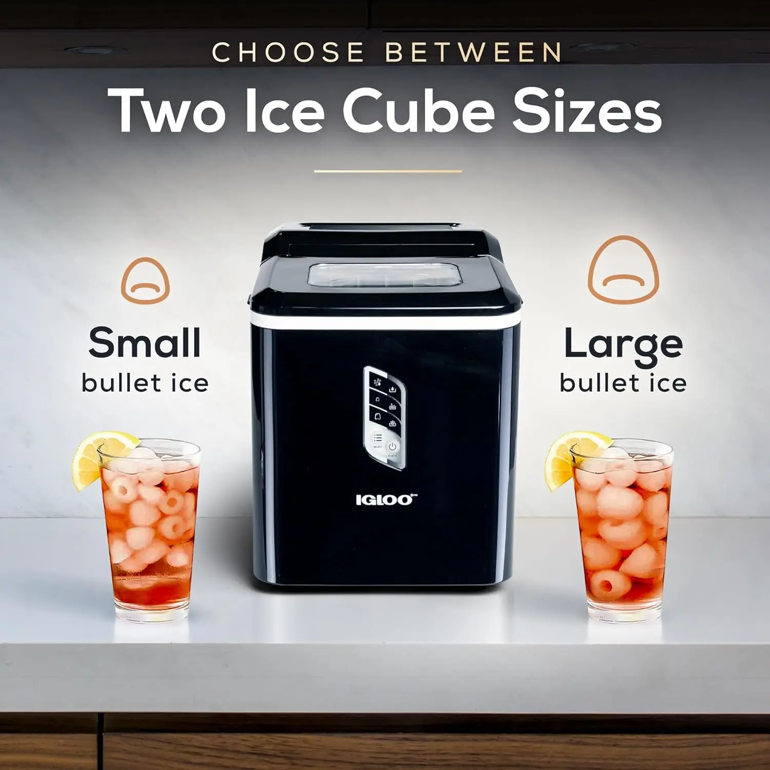 Igloo Automatic Ice Maker, Self- Cleaning, Countertop Size, 26 Pounds in 24  Hours, 9 Large or Small Ice Cubes in 7 Minutes, LED Control Panel, Scoop  Included 