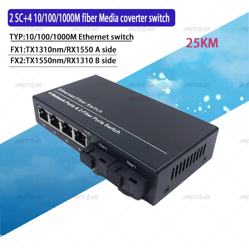 2g4e 10/100/1000m Gigabit Switch Fiber Optical Media