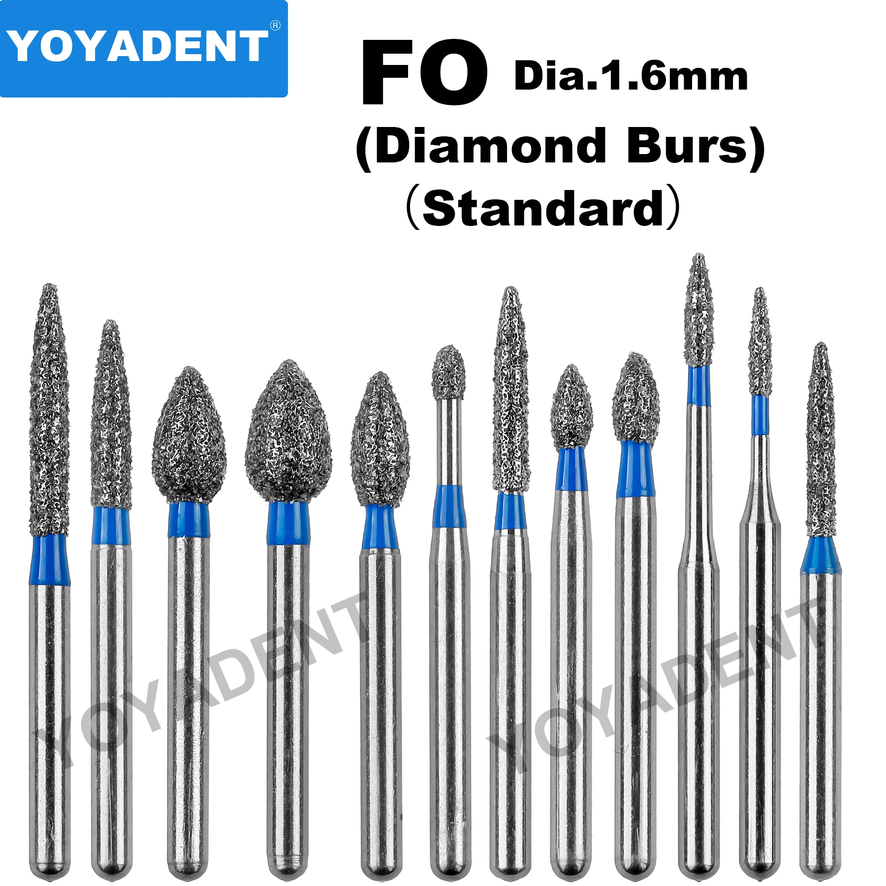 Dental Diamond Burs 1.6mm 10pcs/Pack for High Speed Handpiece Lab Polishing dental diamond burs