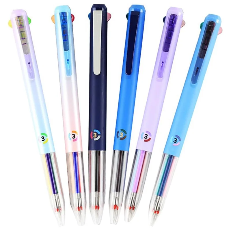 접이식 젤 잉크 펜, 6개 멀티컬러, 4-In-1 18색, 0.5Mm 펜 세트(6개)
