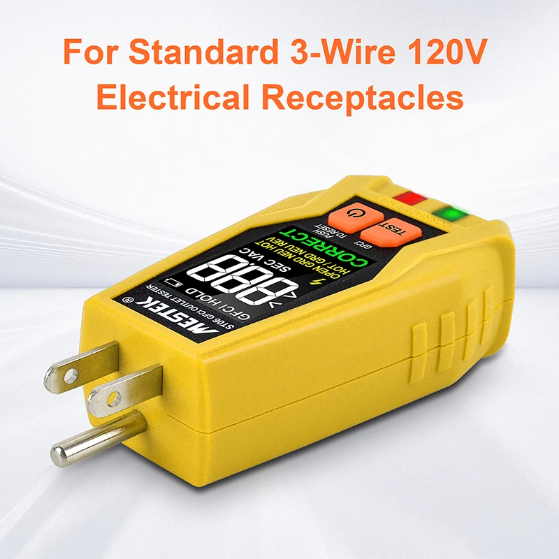 ST06 Socket Tester VA Color Screen Digital Display Outlet Checker GFCI Live Neuter Wire Test US Plug Ground Zero Line Meter 5