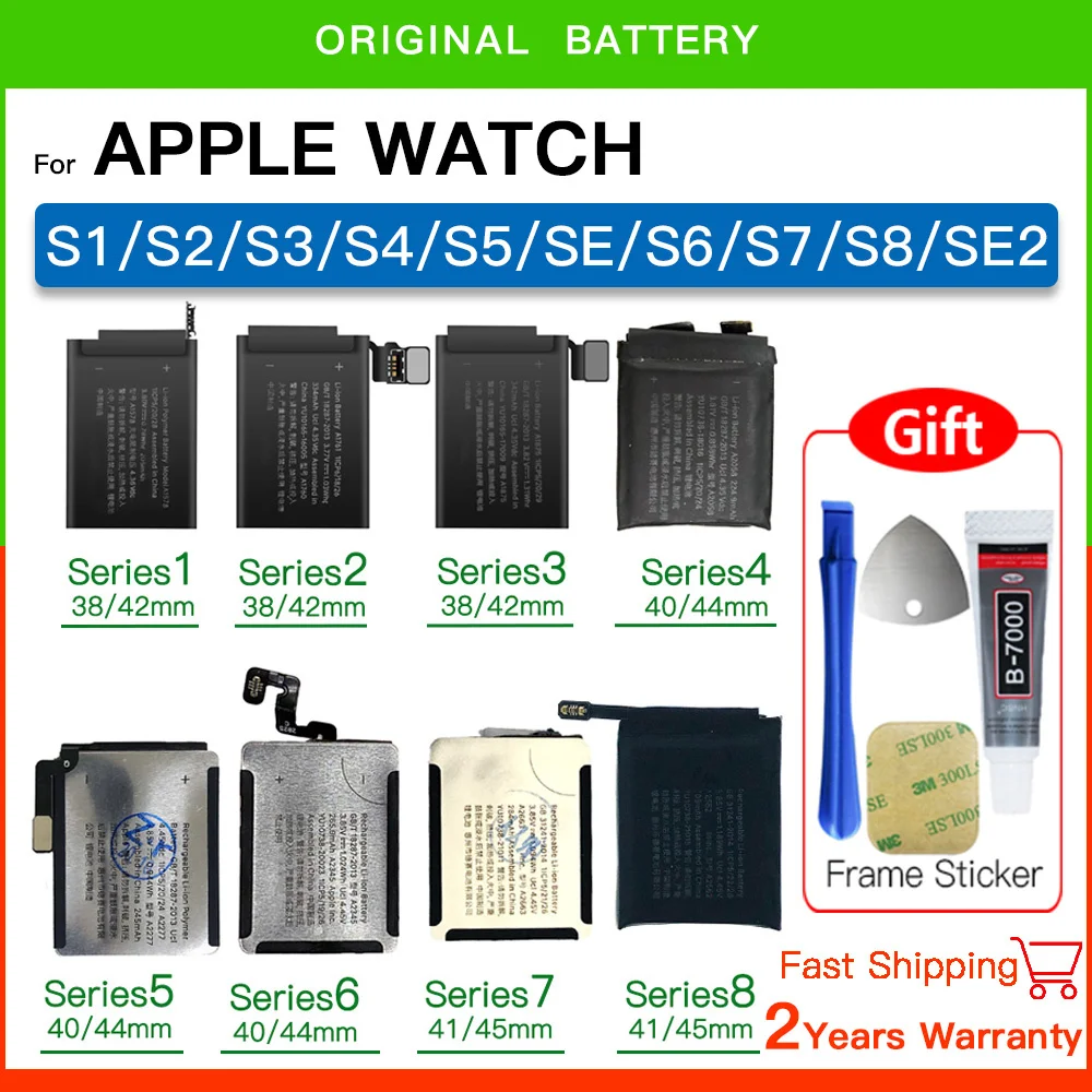 Batería Original para Apple Watch Series SE 1, 2, 3, 4, 5, 6, 7, 8, IWatch S1, S2, S3, LTE, S4, S5, S6, S7, S8, 38, 40, 41, 42, 44, 45, 49mm