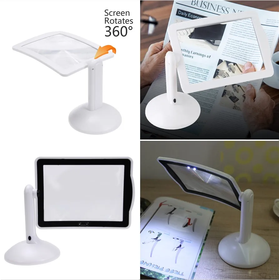 3x 360° Rotatable Professional Brighter Led Screen Page Magnifier
