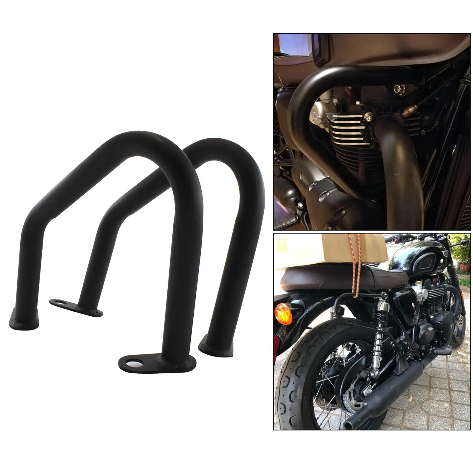 2x Black Motorcycle Engine Guard Protector Crash Bars Replacement for Thruxton 1200 2016-2019