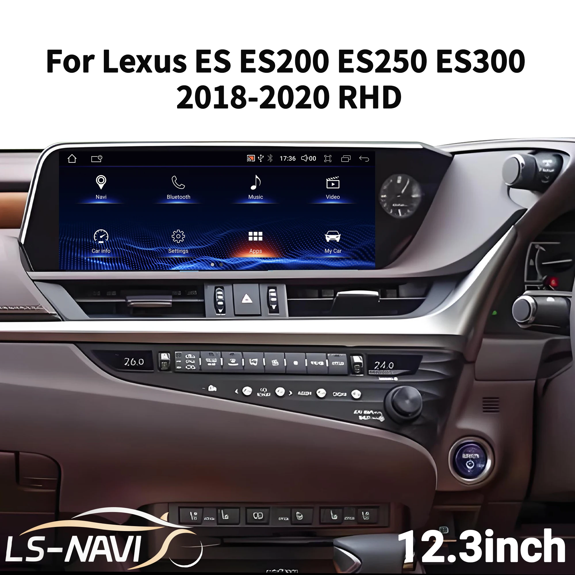Conductor a la derecha de 12,3 pulgadas para Lexus ES ES200 ES250 ES300 2018-2020 Radio de coche inalámbrico CarPlay Multimedia pantalla Snapdragon 680 1