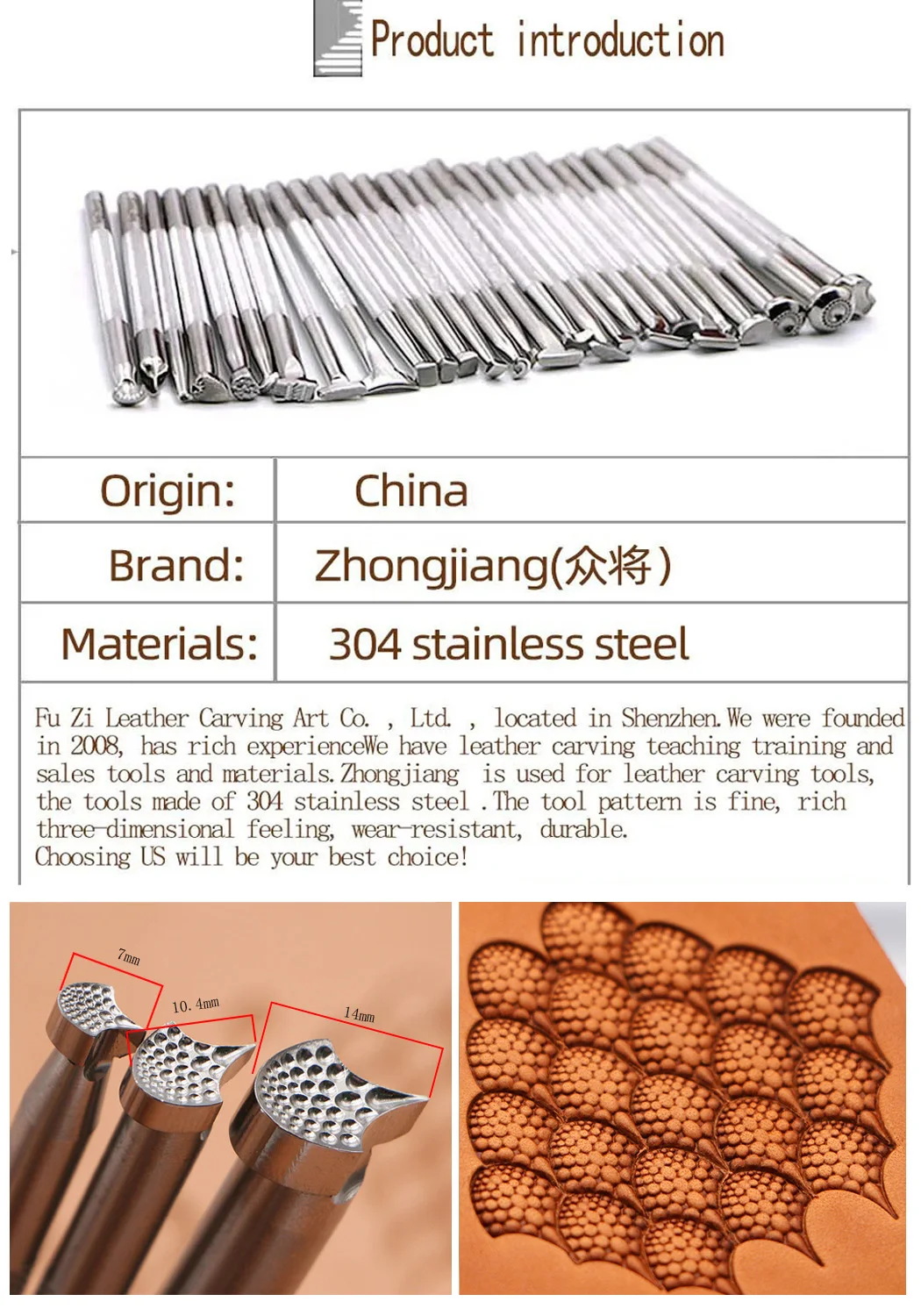 Description Picture 2 of itemLeather Stamping ToolDragon Scale Stamp Leather Stamping Tool Textured Grip Profess E803 Stamp Leather Carving Zhongjiang Stamps