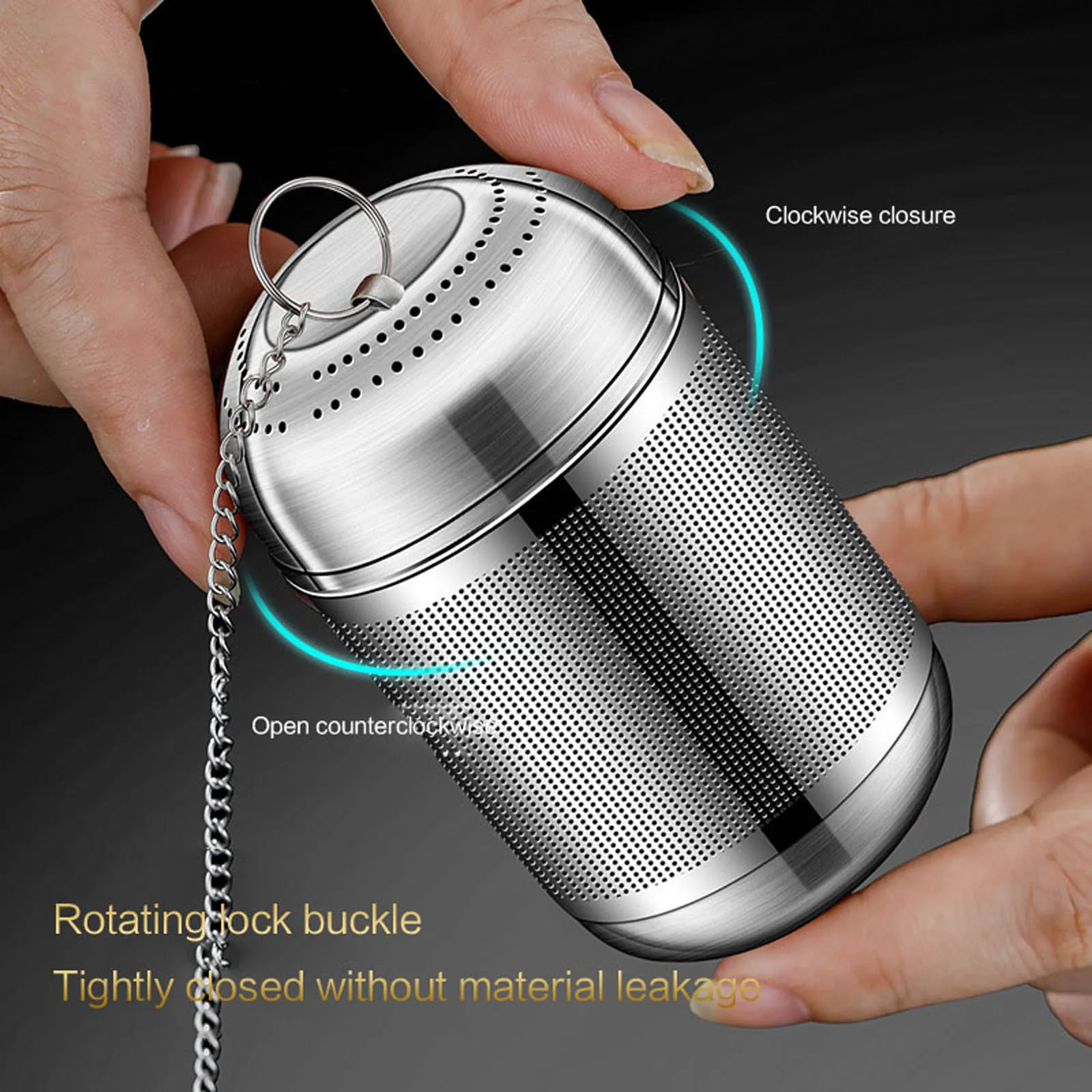 Stainless Steel Tea Infuser Fine Mesh Tea Strainer Filters Reusable Loose Leaf Steeper with Chain for Cup Teapot