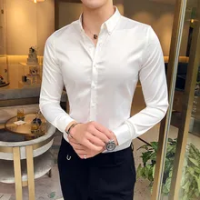 

Shirt Men's 2022 Fashion Slim British Style Long Sleeve Solid Color Shirt Business Formal Spring Autumn Fashion Style