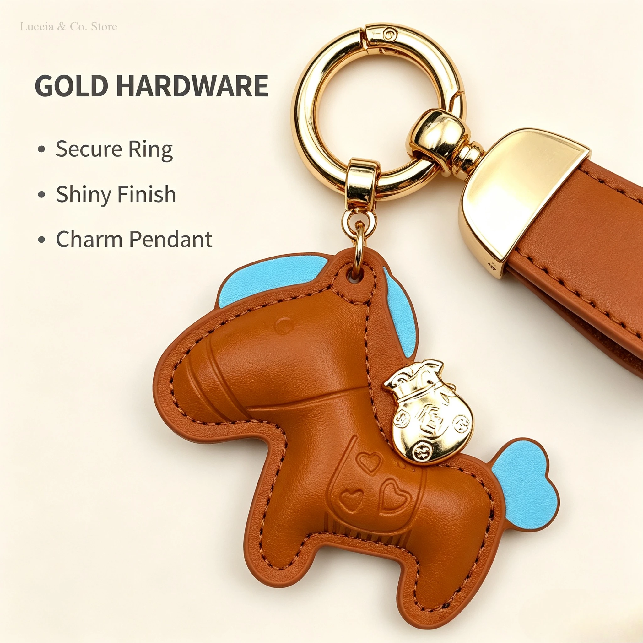 Elegant Leather Cartoon Pony Keychain Pendant, Mini Horse Bag Charm and Stylish Holiday Gift