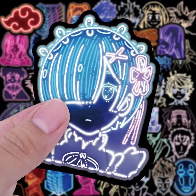 Neon Anime Sticker Graffiti Sticker Self-adhesive Sticker DIY Water Cup Suitcase Notebook Skateboard Decoration Stickers