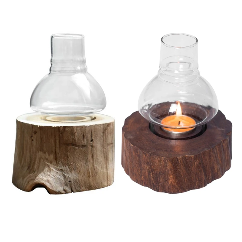 

New Natural Craft Handmade Wooden Retro Candlestick Romantic Decoration For Candlelight Dinner Suitable For Room Decor