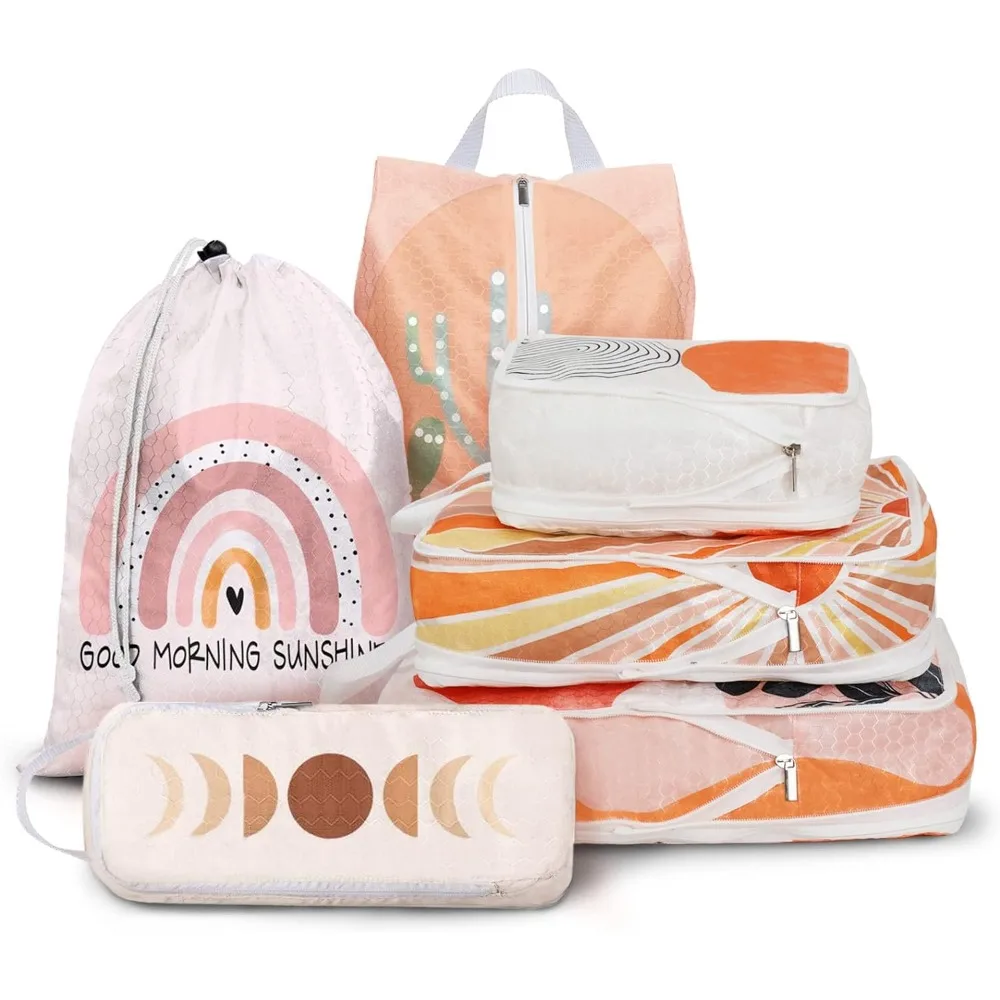 

6 шт. компрессионные упаковочные кубики для чемоданов, органайзер для багажа, нейлоновые моющиеся пакеты для хранения, набор упаковочных кубиков