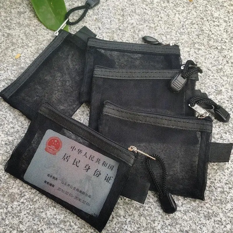 

Прозрачная нейлоновая сетчатая мини-сумка для карт, 10 шт., 11x7,5 см, сумка для хранения монет, банковских карт, документов, Сумка с цепочкой