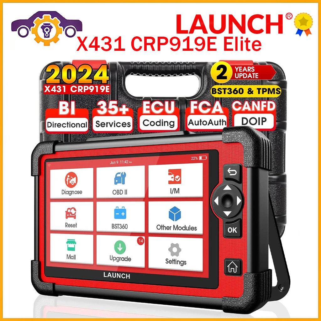 

LAUNCH X431 CRP919E Elite OBD2 сканер 2024, двунаправленный сканер, CANFD и DoIP, кодирование ЭБУ, 35 + обслуживание, диагностика всех систем