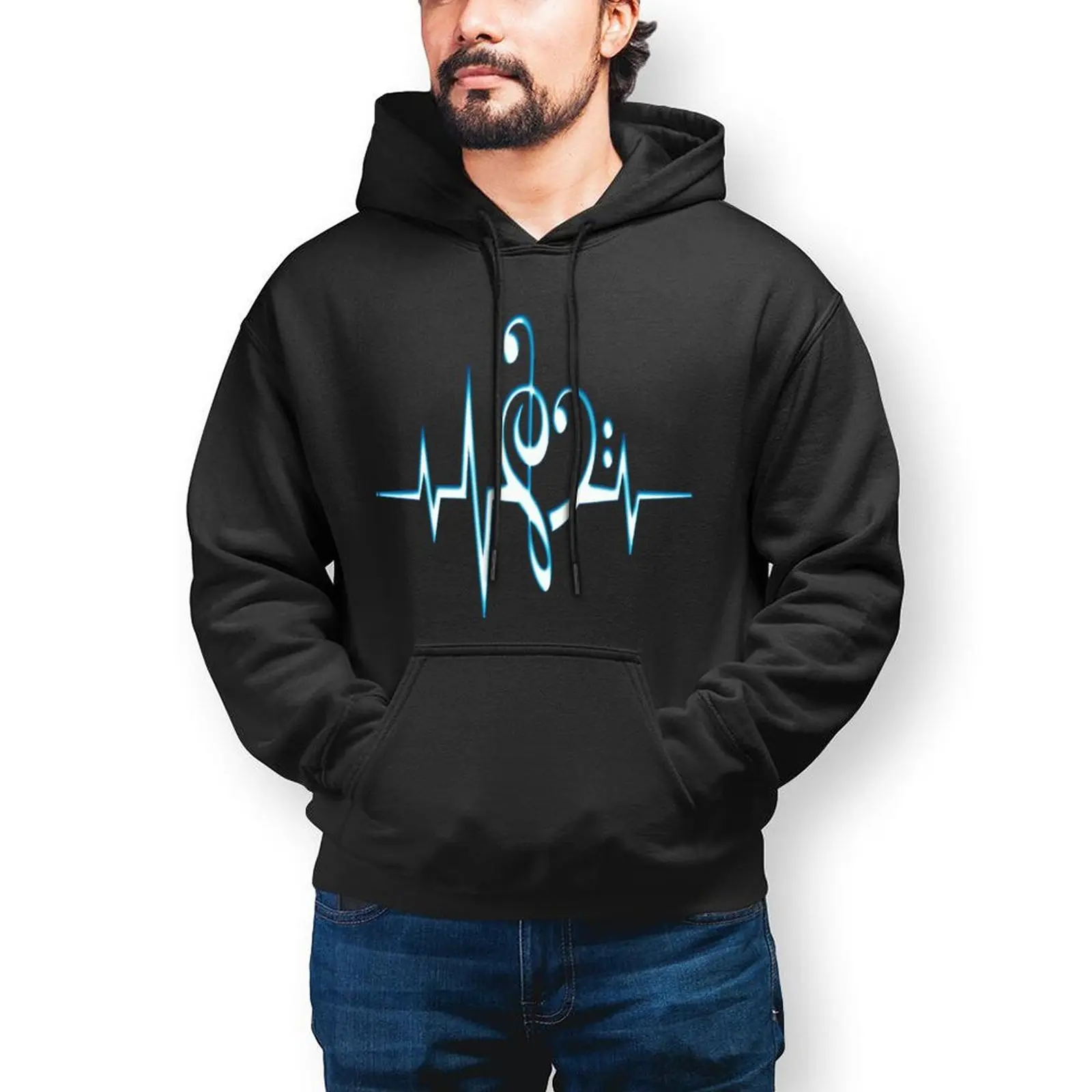 

Trance Music Streetwear Hoodies Winter MUSIC HEART PULSE Love Music Bass Clef Treble Clef Classic Dance Kawaii Pullover Hoodie