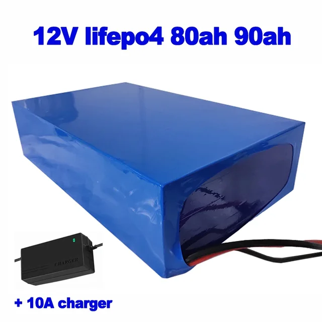 Lifepo4 12V 80ah 90ah lithium iron phosphate battery pack for AGV  propeller golf cart robot forklift EV + 10A charger 1