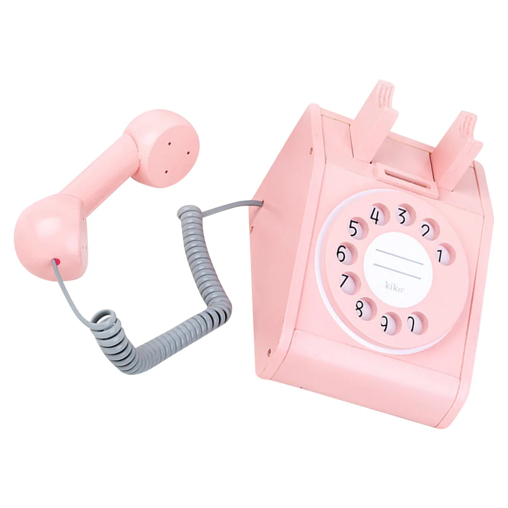 Telephone Role Play Wooden Interaction Plaything Child Simulation Photo Prop