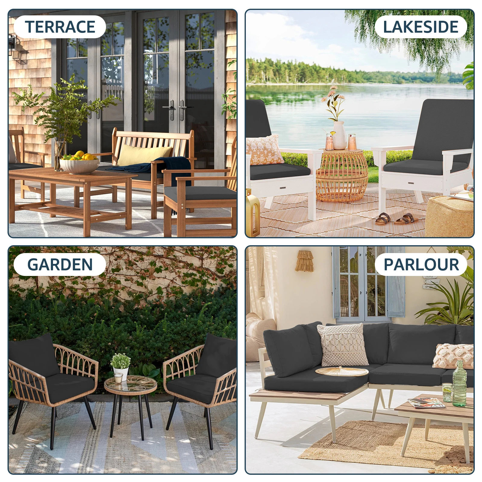 FLYMEI Patio Cushion Covers 25x25x5 Waterproof Outdoor Cushion Cove