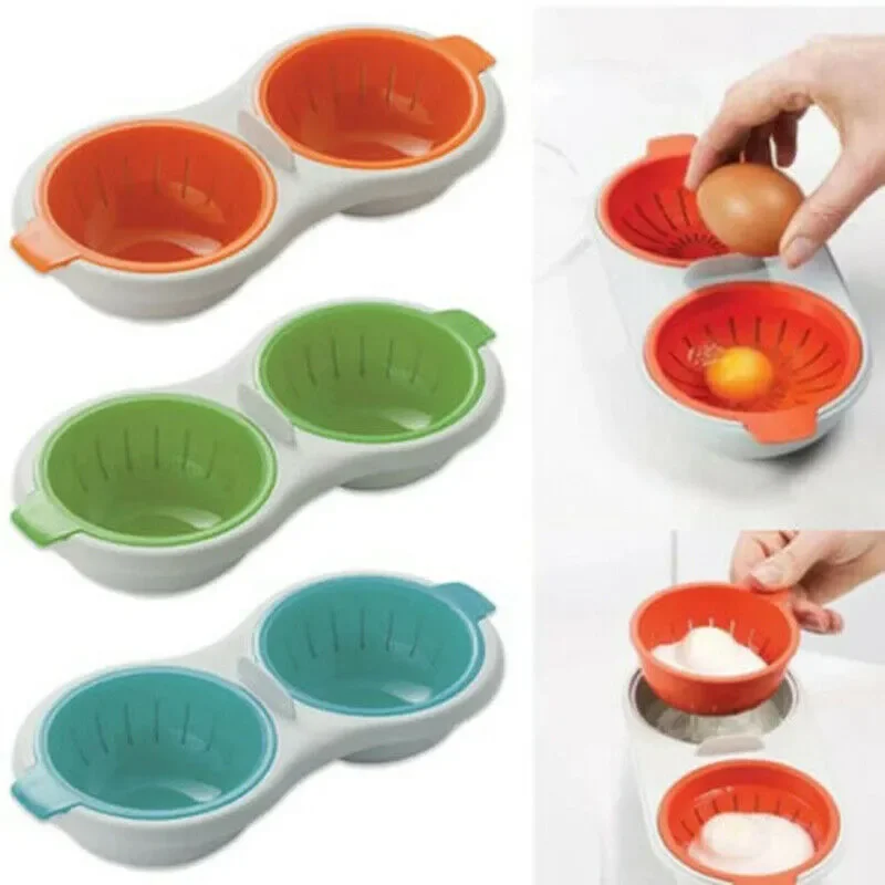 Egg Boiler Silicone Edible Drain Kitchen Steamed Egg Poacher Cooker Food Grade Cookware Double Layer Cup Draining Cooking Tools