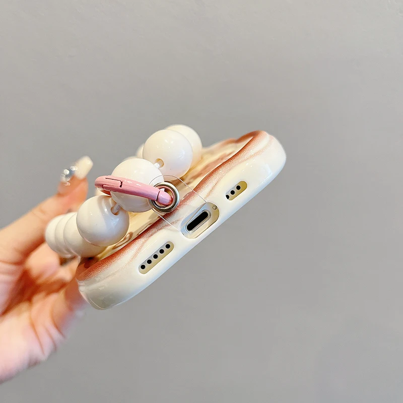 3D Cartoon Cute Bear Bracelet Phone Case For Samsung Galaxy A50 A30s A20s A10s M54 M32 M22 M12 M11 Cream Cake Soft Wave Cover_voghion.com