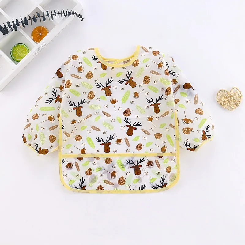 Waterproof Baby Bibs Children's Apron INS Style Reversible Men's Women's Children's No Wash Apron Baby Cartoon Feeding Bibs