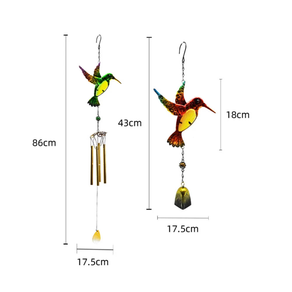 New Metal Hummingbird Wind Chime with Bell Pipe Pendant Hummingbird Outdoor Hanging Ornament for Home Garden Hanging Decoration 6