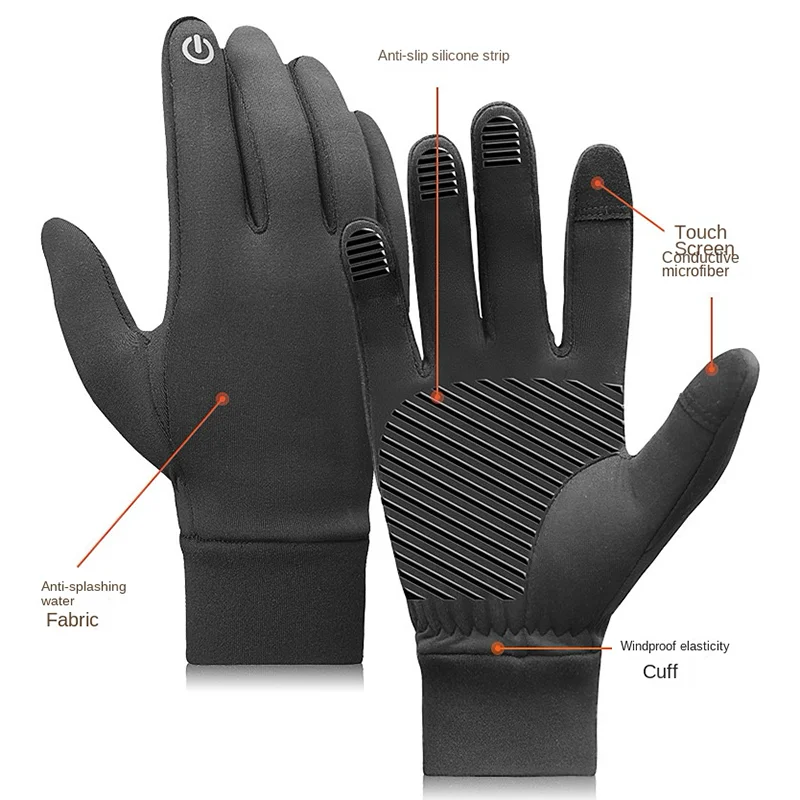 Sports Non-slip Gloves Riding All Refers to Touch Screen Warm Electric Bike Wear gloves for Men Women Autumn  Winter 4