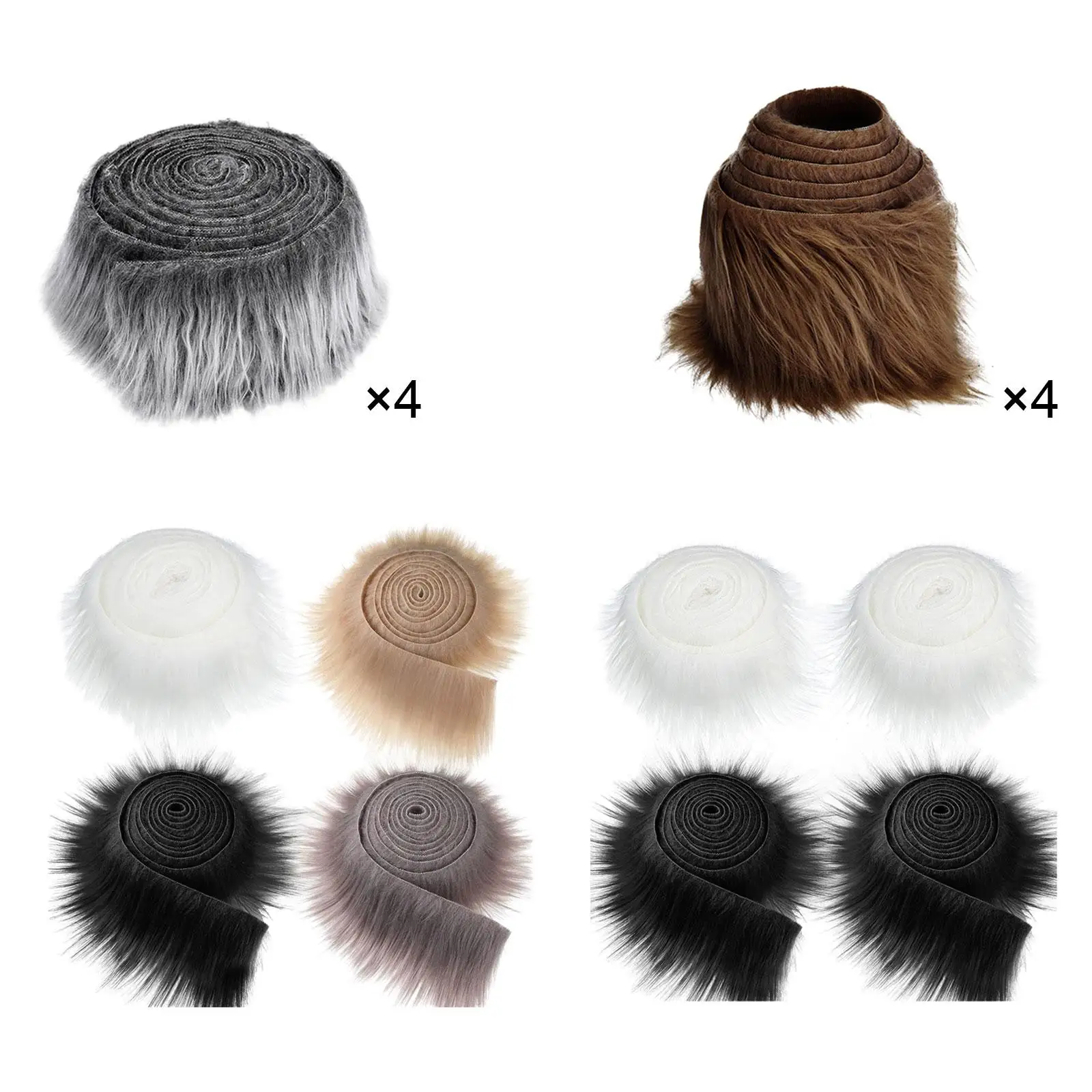 Fur Fabric 4Pcs Faux Fur Fabric For Costume DIY Soft Supplies Crafting Toy Fuzzy Hat Shoes Holiday Clothing Christmas Tree Decoration