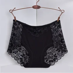 Women's Cotton Underwear Panties Sexy Lace Mid-Waist Hollow Female Briefs Hip Lift Underpants for Lady Plus Size Lingerie 3xl