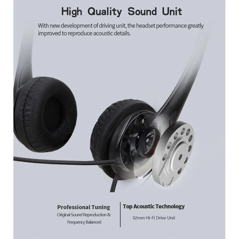 Noise Cancelling Computer Headset - 35mmUSB Wired Stereo for Video Conferencing and Chatting